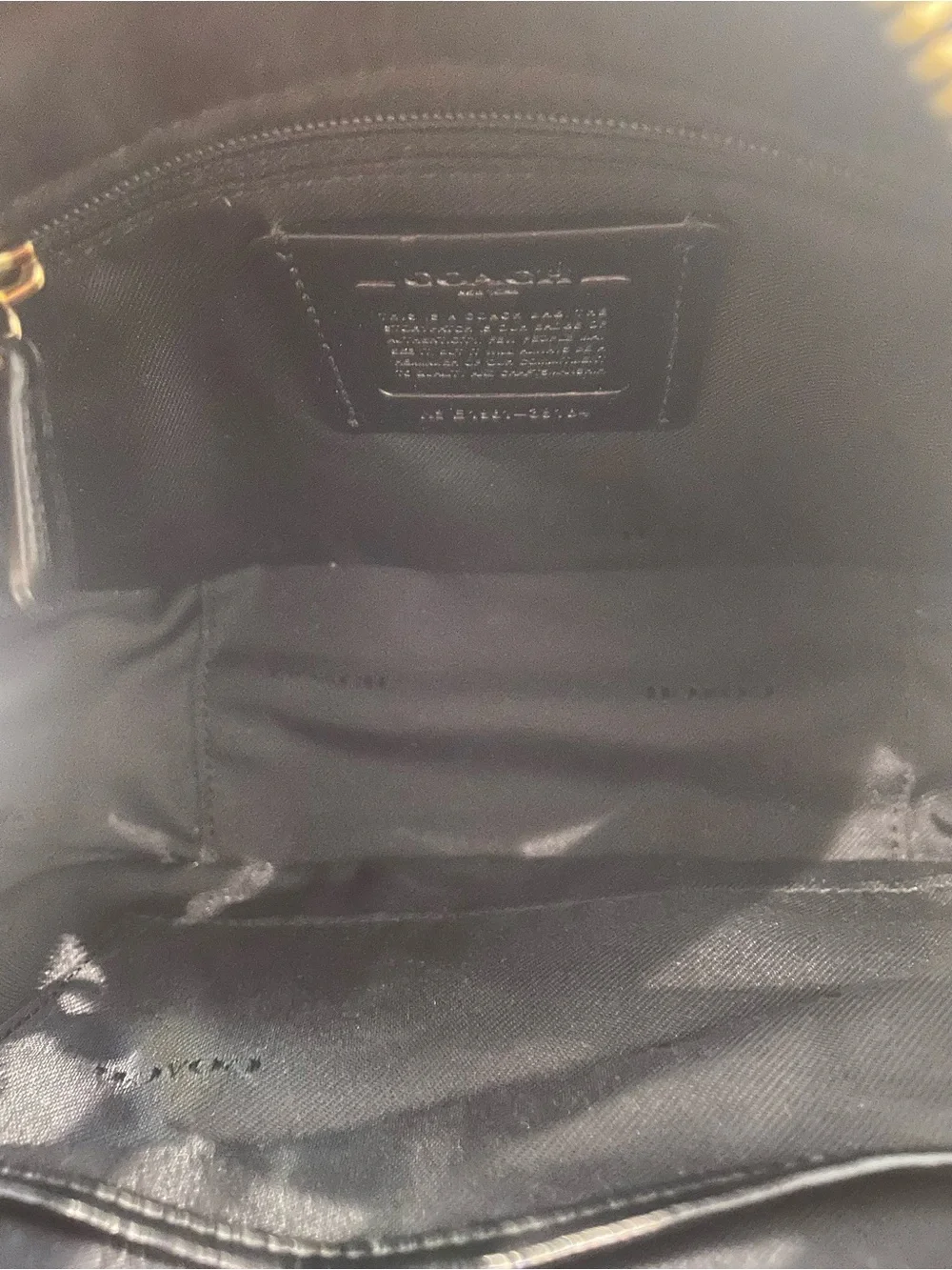 Coach Black Embossed Leather Camera Crossbody with Gold Chain